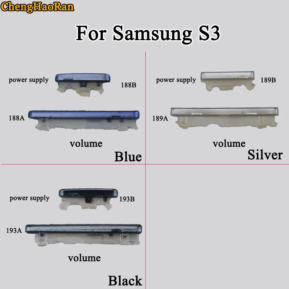 ChengHaoRan 1 шт. для samsung Galaxy S3 синий/серебристый/черный цвет питания и Кнопка громкости для клавиатуры боковой ключ