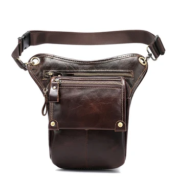 

Outdoor Riding Fanny Pack Top Genuine Leather Waterproof Mountain Bike Leg Bag Solid Zipper Phone Pouch Bags Travel Waist Bags