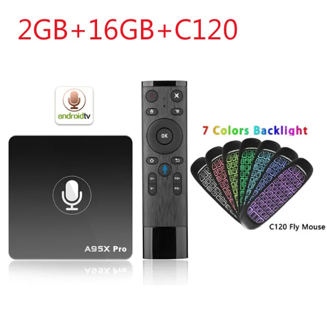 A95X PRO tv Box Amlogic S905W 2 Гб ОЗУ 16 Гб ПЗУ медиаплеер 2,4G WiFi Поддержка Youtube 4K HD 3D tv Android 7,1 Google tv Box - Цвет: 2GB 16GB C120B