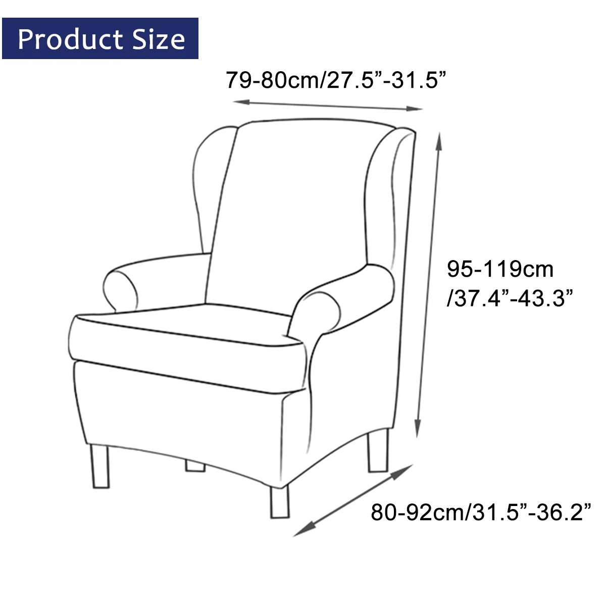 Наклонные руки King Back эластичные чехлы на кресла кресло Wingback крыло диван задний Чехол для стула тянущийся протектор скольжения крышка протектор