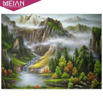

2020 MEIAN Mountain 5d Diamond Painting Cross Stitch Diamond Embroidery Landscape Diamond Mosaic Rhinestone Handmade Home Decor