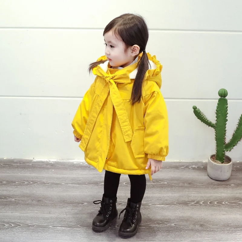 Yellow Теплые зимние парки для девочек вельветовые принцесса на пальто кардиган новая детская куртка с капюшоном верхняя одежда S10058 - Цвет: Yellow
