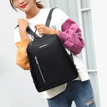 

Fashion Women Solid Color Zipper Backpack Waterproof Shoulder Travel Bag Teenage Girls Female School Shoulder Bag Bagpack*