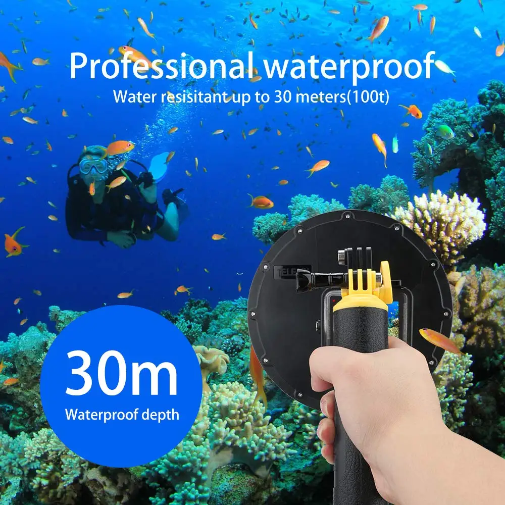 Аксессуары для GoPro Hero 8 черный подводный 6 дюймов Дайвинг купол порт с водонепроницаемым чехлом чехол+ плавающая поплавок ручка+ триггер