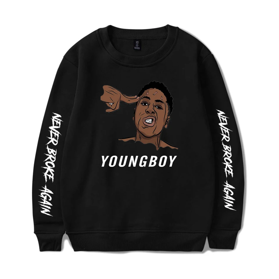 Rapper YoungBoy Never Broke Again Kentrell DeSean Gaulden Print O-neck Sweatshirt Harajuku Round Collar Men/Women | Мужская одежда