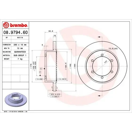 Диск тормозной задний Nissan Cabstar, Renault Maxity BREMBO 08.9