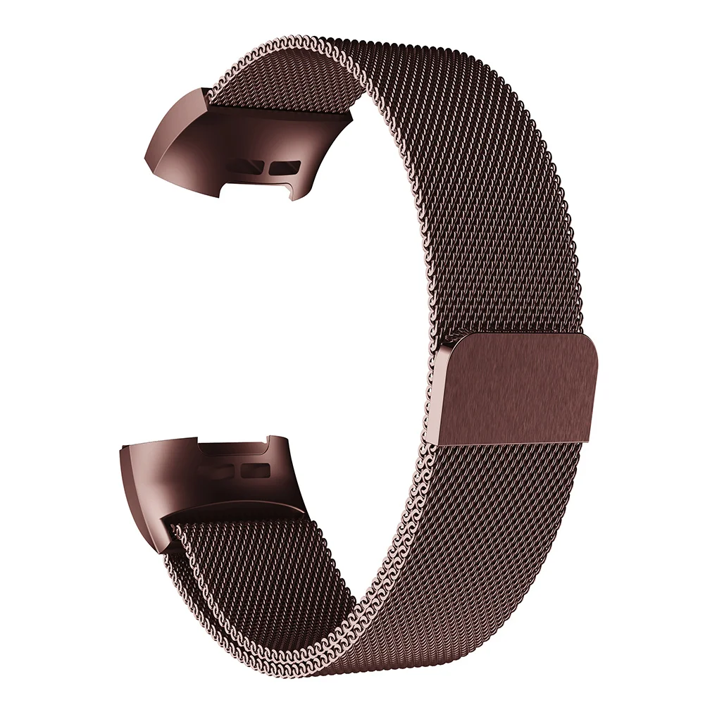 Сменный металлический браслет с магнитной петлей для FitbitCharger 3 VH99 - Цвет: coffee pink