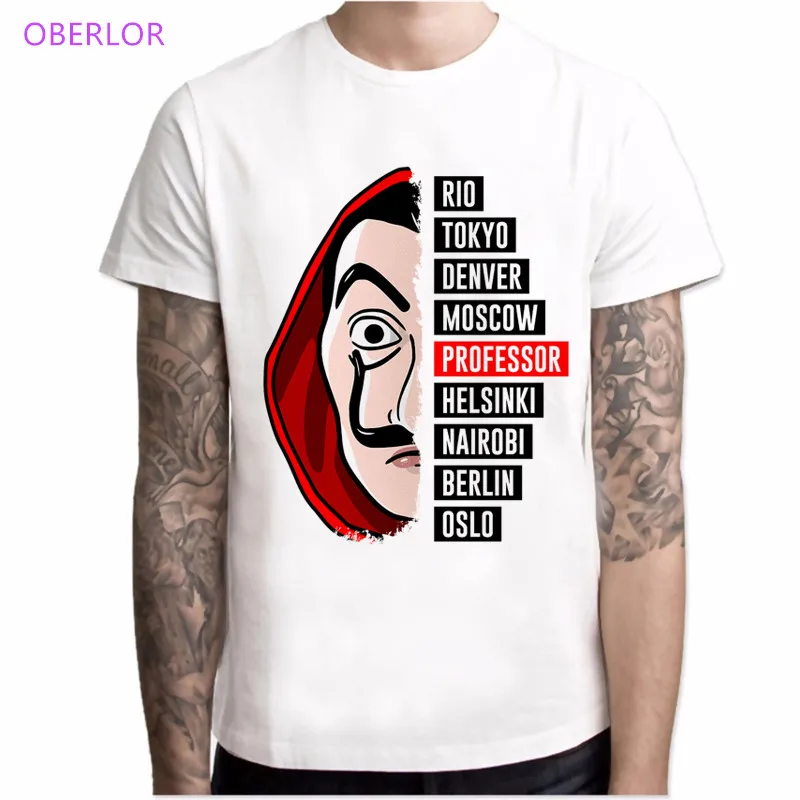 

Camiseta Masculina Funny Design La Casa De Papel T Shirt Men Money Heist Tees TV Series Tshirt House of Paper Harajuku T-Shirt