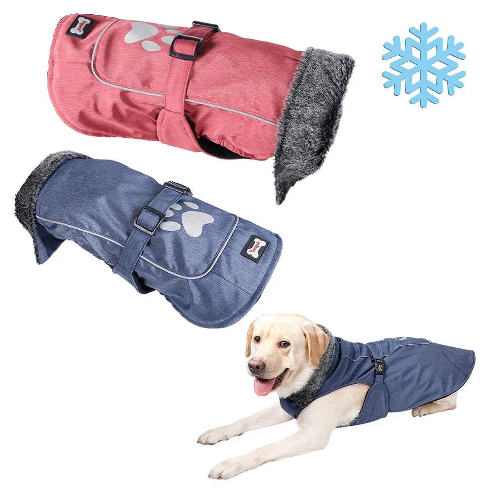Зимняя Теплая Одежда для собак, шерстяные водонепроницаемые куртки для собак или маленьких, средних и больших собак, светоотражающая одежда для домашних животных, нейлоновый жилет