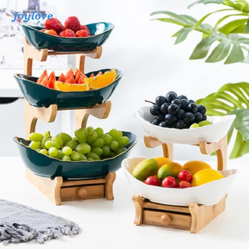 Color : Black Yangmani Minimalistic 3 Layer Fruit Dish Sitting Room Family Expenses Boreal Europe is Multilayer Dry Fruit Receives Fruit Contemporary and Contracted Costly 2632cm 