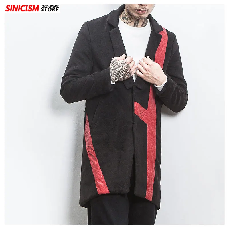 Sinicism Store мужское зимнее шерстяное пальто мужское Новое повседневное винтажное цветное шерстяное свободное шерстяное пальто мужской Тренч пальто