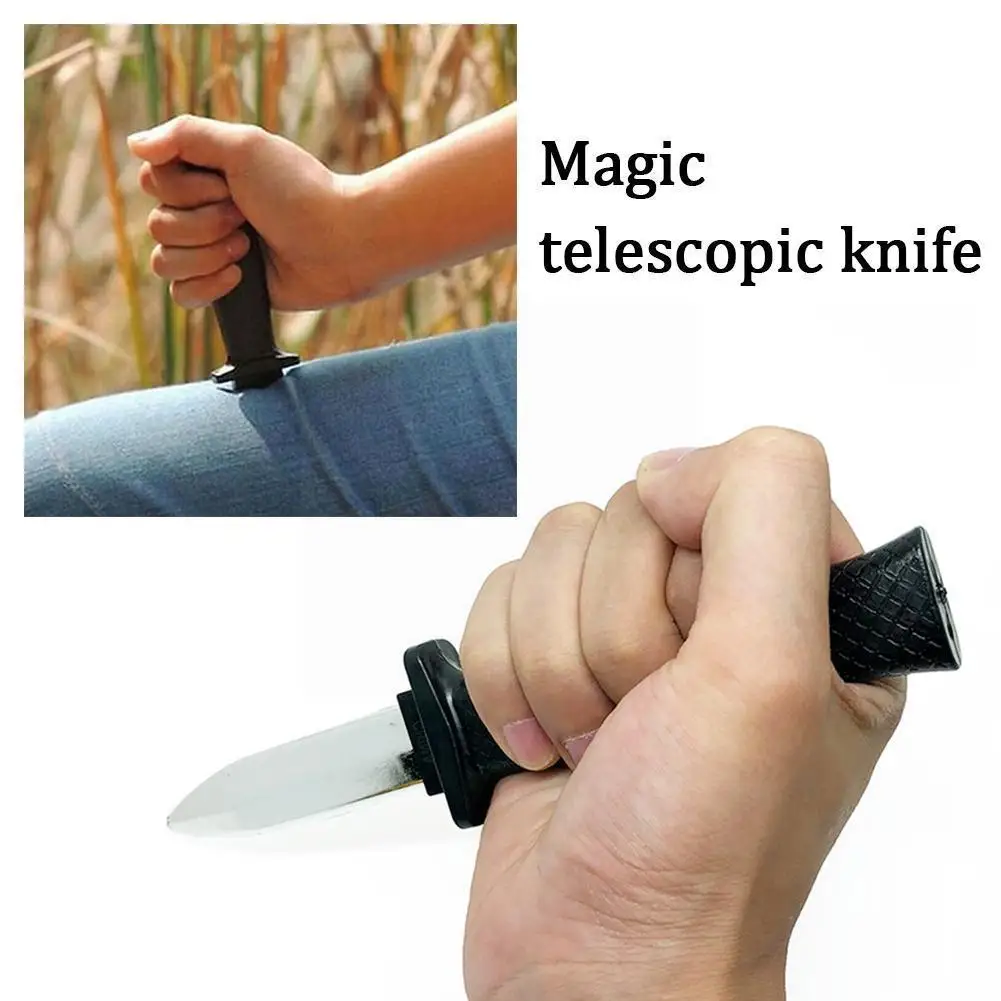 Trick Retractable Knife Plastic Blade Halloween Props Toys Knife Magic