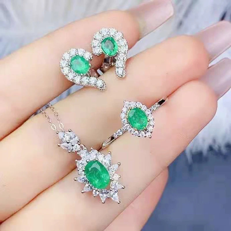 

Женский Свадебный комплект из колье и серёг, из серебра 925 пробы
