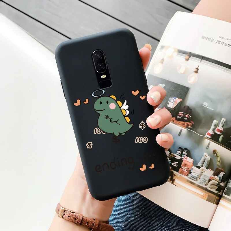 mobile pouch for running For OnePlus 6 Case Cartoon Cute Pattern Soft Silicone TPU Painted Matte Shockproof Mobile Phone Protection Cover flip cover Cases & Covers