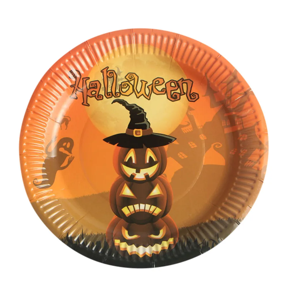10 шт. бумажных тарелок на Хэллоуин, одноразовые бумажные лотки, вечерние принадлежности на Хэллоуин, кухонные тарелки, вечерние тарелки# YL10