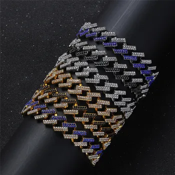 

Two-Tone Cubic Zircon Hip Hop Bracelet Fashion Width 15mm Iced Out Link Chain Bracelets For Men'S Party Jewelry Drop Shopping