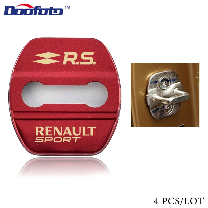 Doofoto 4x Автомобильный Дверной замок, чехлы для Renault Sport Duster Megane 2 3 Clio Fluence Logan Captur Laguna Scenic, аксессуары - Цвет: Style 2 Red