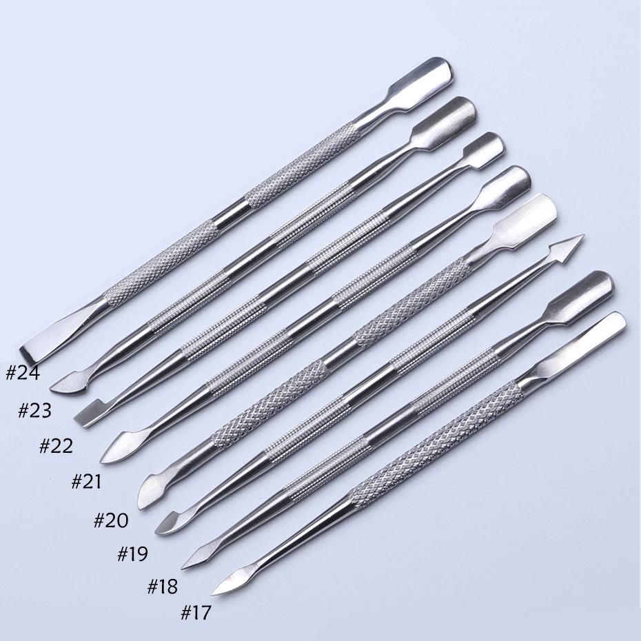 Nail Manicure Tools Pro Double End Nail Cuticle Pusher Steel Gel Polish Remover Dead Skin Cleaner Pedicure Accessories Salon PPA17 1pcs