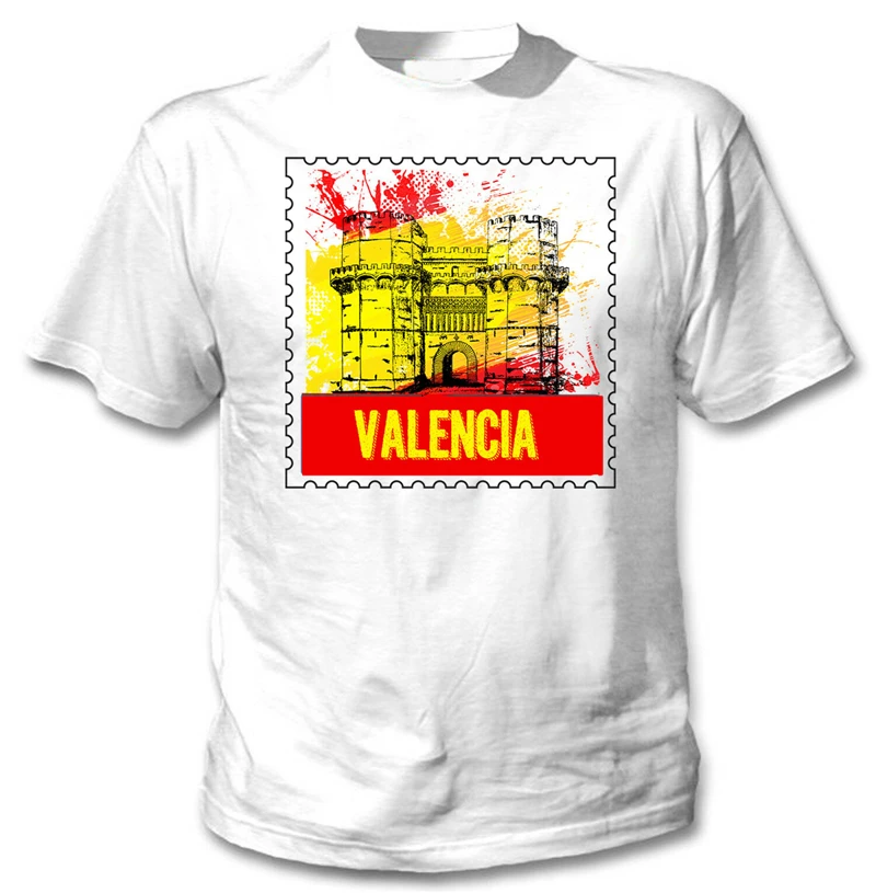 Valencia Испания-новая хлопковая белая футболка Праздничная | Мужская одежда