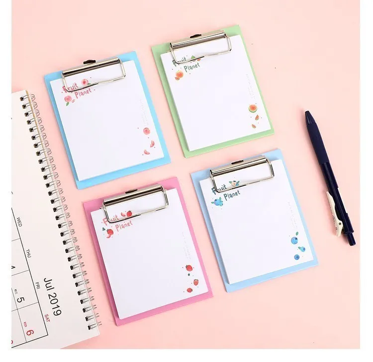 JIANWU Van Gogh Board Clip Sticky Note Clipboard Memo Pads Fruit Notebook Printed Kawaii note pad clip School Office Supplies