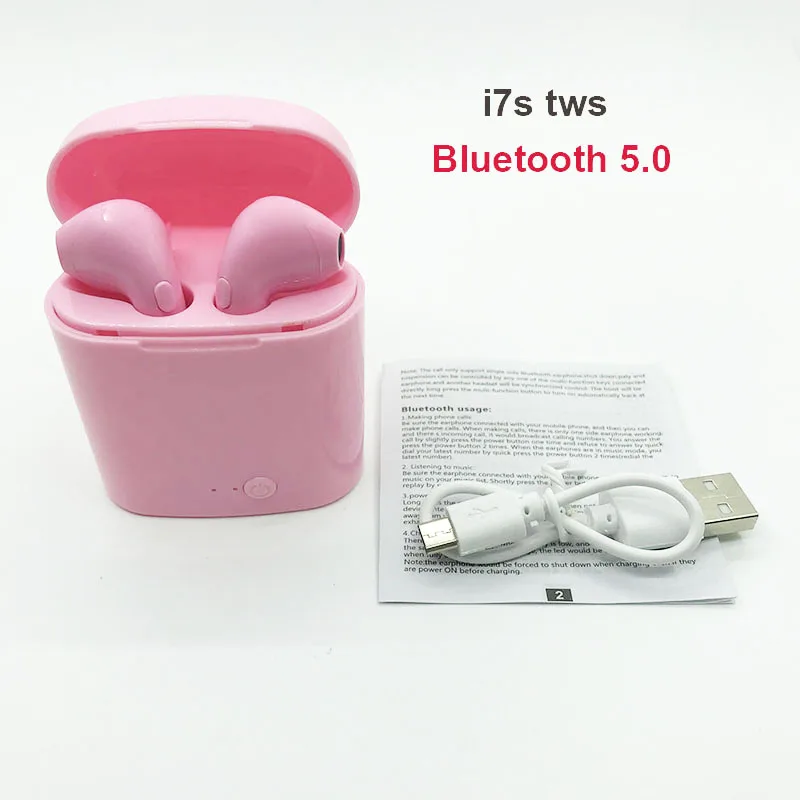 i7s pink I9s i7s tws Bluetooth наушники мини наушники беспроводные наушники Bluetooth гарнитура с зарядной коробкой для смартфонов Auriculars - Цвет: i7s pink