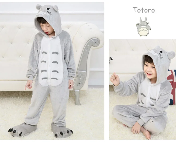 Totoro Рождественская одежда для всей семьи, папы, мамы и ребенка, Кигуруми для взрослых, для женщин и мужчин, фланелевые комбинезоны с единорогом, пижамный комплект для всей семьи - Цвет: Totoro