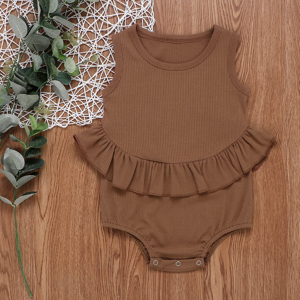 Летняя одежда из органического хлопка для новорожденных девочек, комбинезон без рукавов с рюшами, платье-пачка, пляжный костюм