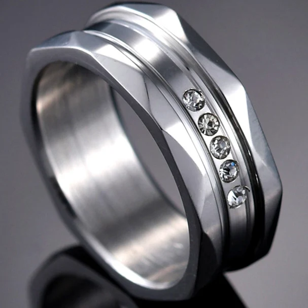 8MM CrystalRing MeMolissa горячая Распродажа мужское женское кольцо пожарного из нержавеющей стали тонкое синее кольцо высокого качества - Цвет основного камня: 8MM CrystalRing