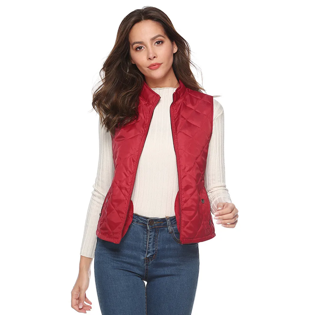 Jaycosin 2019 Winter Warm Casual Leisure Waistcoat Coat Women Thick Solid Color Jackets Comfortable Sleeveless Jacket Coat 31#4