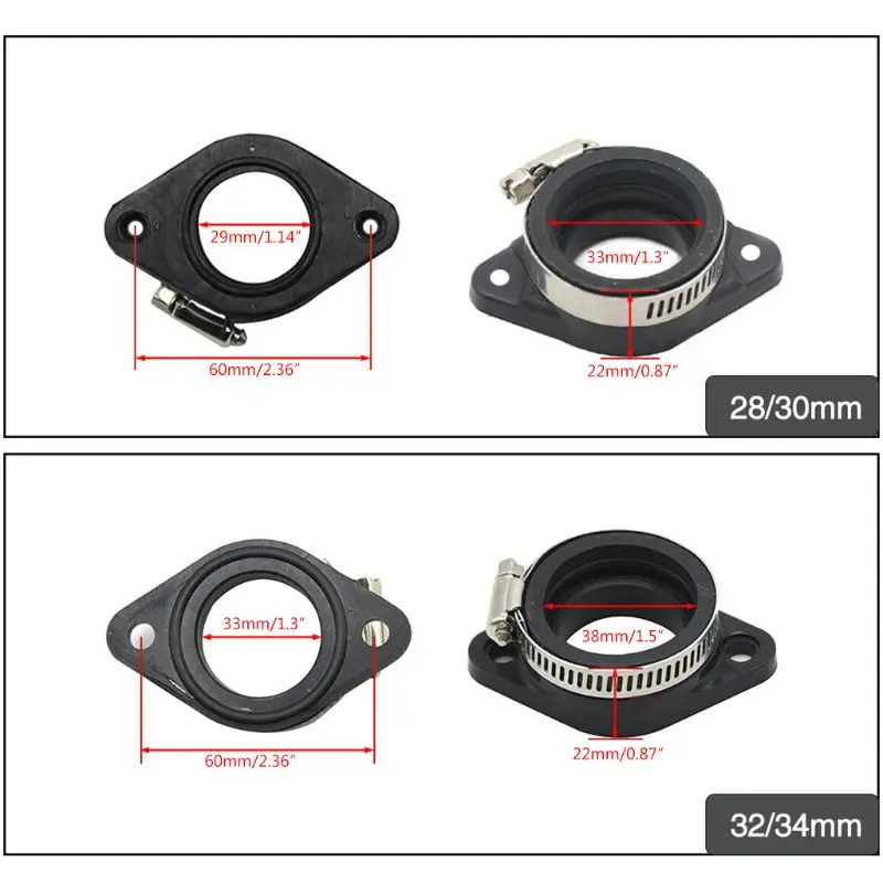 Motorcycle Carburetor Adapter Inlet Intake Pipe Rubber Mat Fit on PWK 28/30mm 32/34mm Motorcycle Carburetor