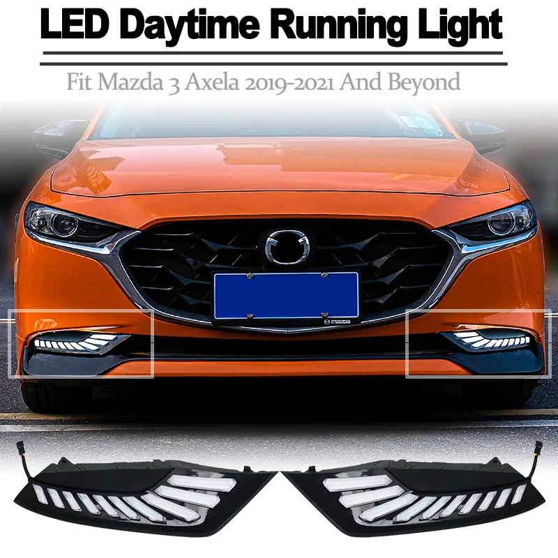 Dynamic Turn Yellow Signal Function 12V ABS Waterproof Car DRL Lamp LED Daytime Running Light For Mazda 3 Axela 2019 2020 2021 | Автомобили