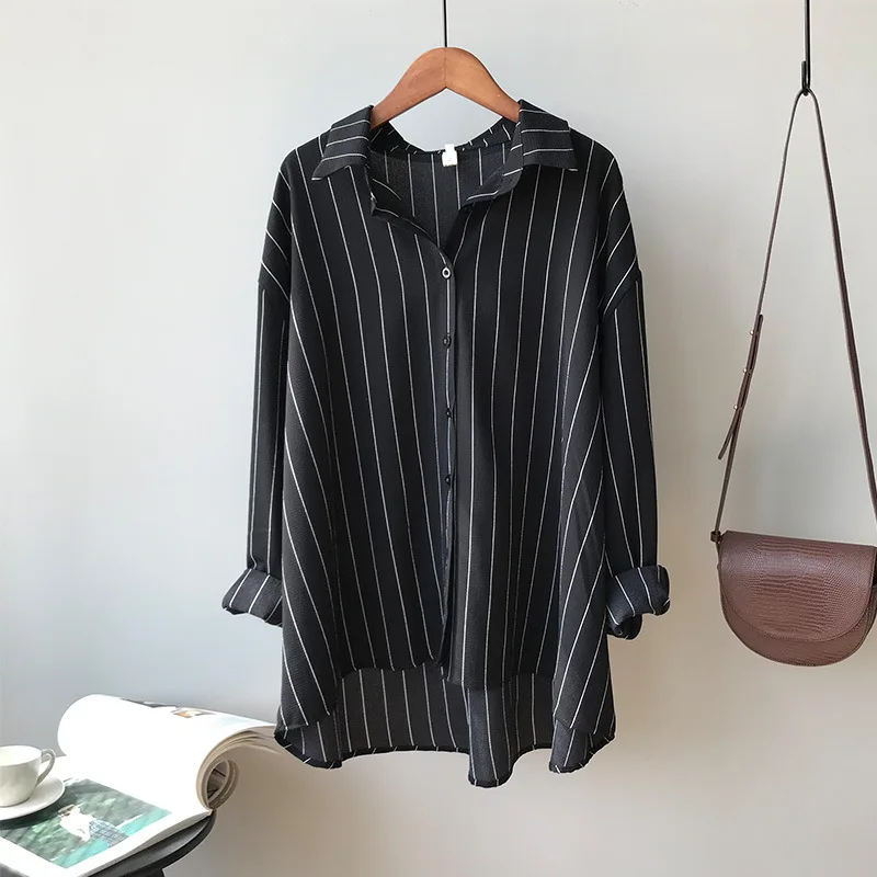 Новая Корейская версия свободного темперамента pinstripes ленивая рубашка в полоску Джокер Повседневная Женская куртка Женские топы