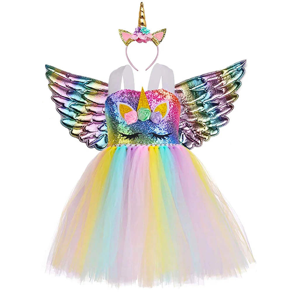 Inademen Ambacht timer Regenboog Pailletten Eenhoorn Thema Meisjes Peuter Pony Eenhoorn Kostuum  Voor Halloween Carnaval Birthday Party Kids Kleding Outfit|Meisjes Kostuums|  - AliExpress