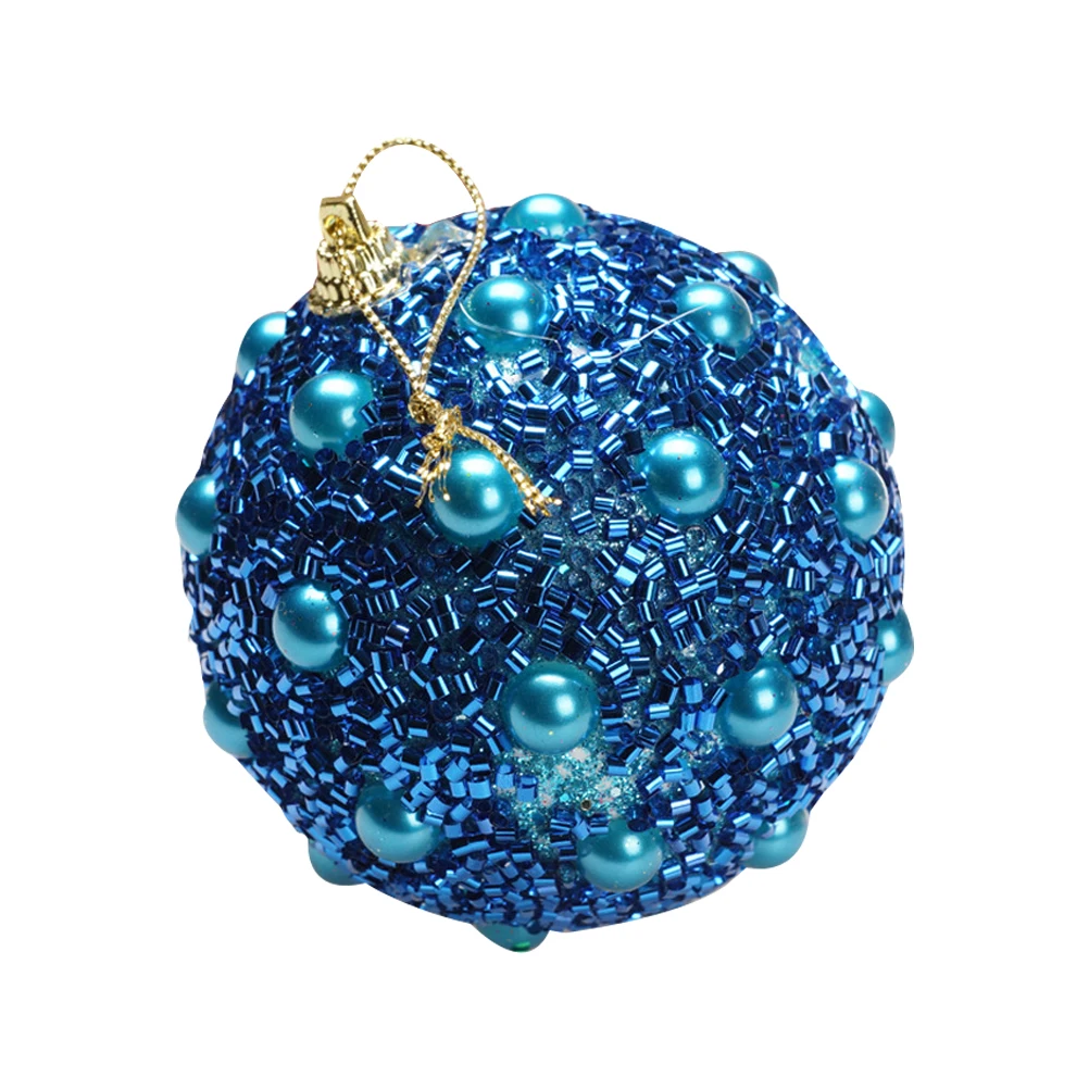 1PC Blue 8 см Рождественский орнамент пена Елочная игрушка с орнаментом жемчужный Золотой порошок рождественские шары для рождественской елки кулон праздничный макет - Цвет: 1PC Blue