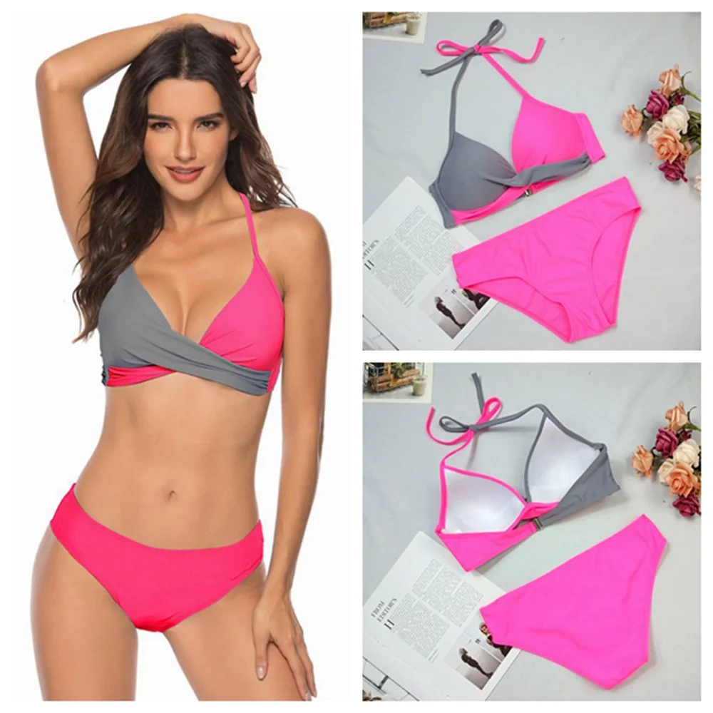 Женское бикини с эффектом пуш-ап купальник 2020 Женский комплект полосатый из 2