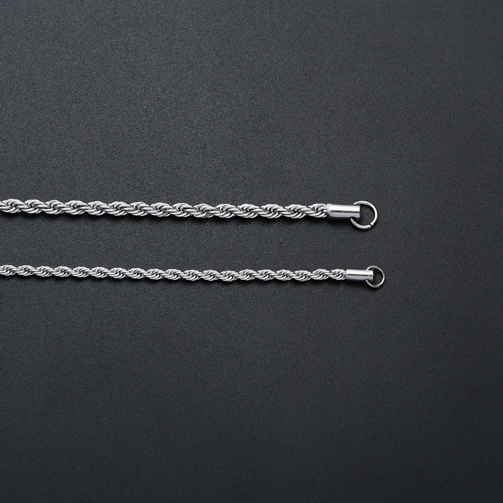 Fashion Necklace Stainless Steel Necklace Metal Necklace 316L Stainless Steel Twisted Rope Chain Necklace Men Women 45-70CM