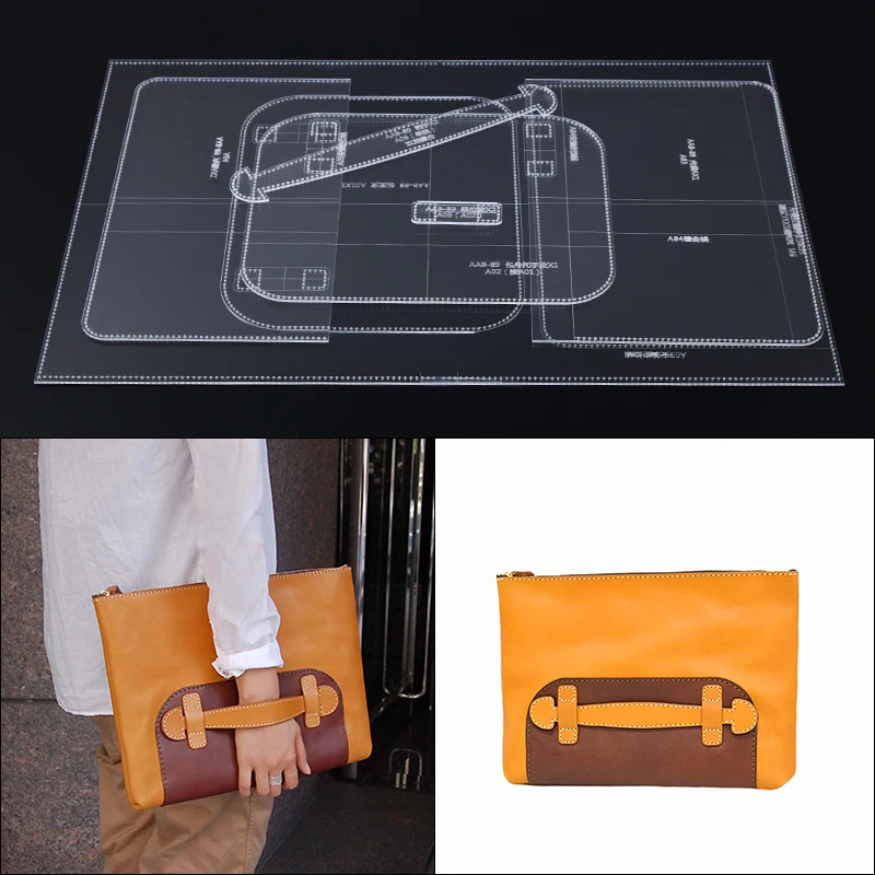 

1Set DIY Acrylic Template Fashion Handbags/Casual clutch Leather Craft Pattern DIY Stencil Sewing Pattern 37.5cm*27cm