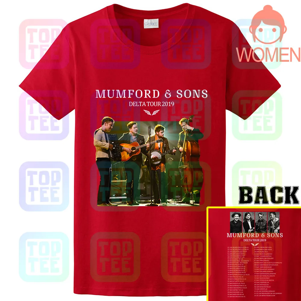 Women Red Новинка; Лидер продаж; 8849-MUMFORD& SONS Delta Tour ; футболка; размеры S-3XL - Цвет: Women Red