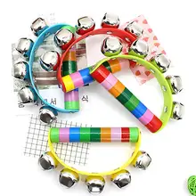 1 шт., детская деревянная погремушка, Радужный цвет, ручной Колокольчик, детские погремушки, колокольчики, шейкер, погремушка, обучающие игрушки