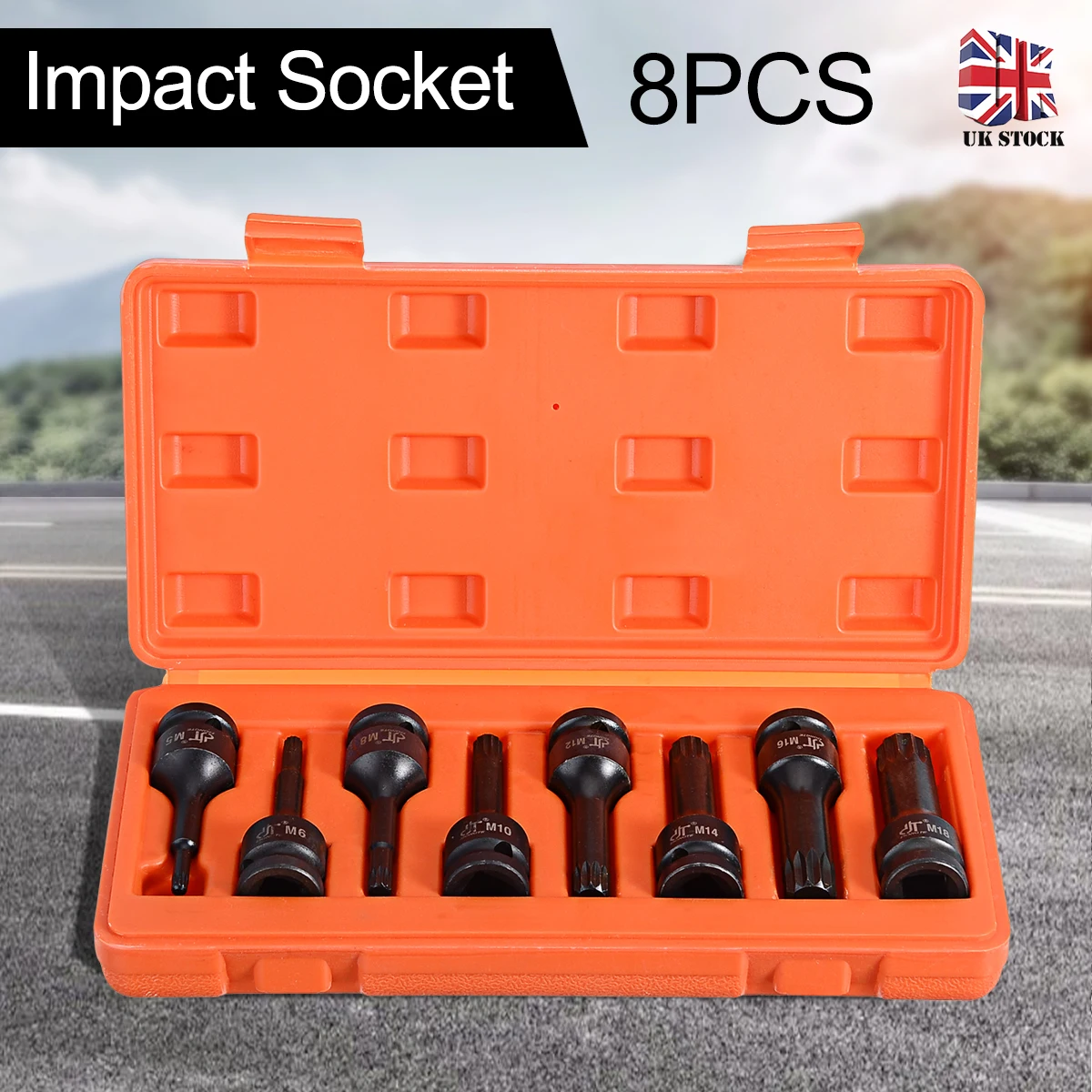 

New Arrival 8 Pcs 1/2" Drive Impact Spline Socket Bit Set M5 M6 M8 M10 M12 M14 M16 M18 for Hand Tools