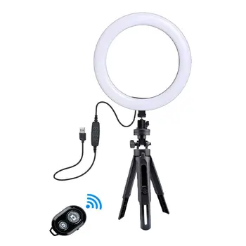 

Photography LED Selfie Ring Light 26CM Dimmable Camera Phone Ring Lamp 10inch With Table Tripods For Makeup Video Live Studio