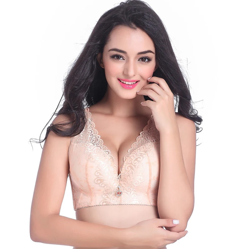

Five-row buckle design lace decorative vest style without steel ring fat MM exclusive large size bra
