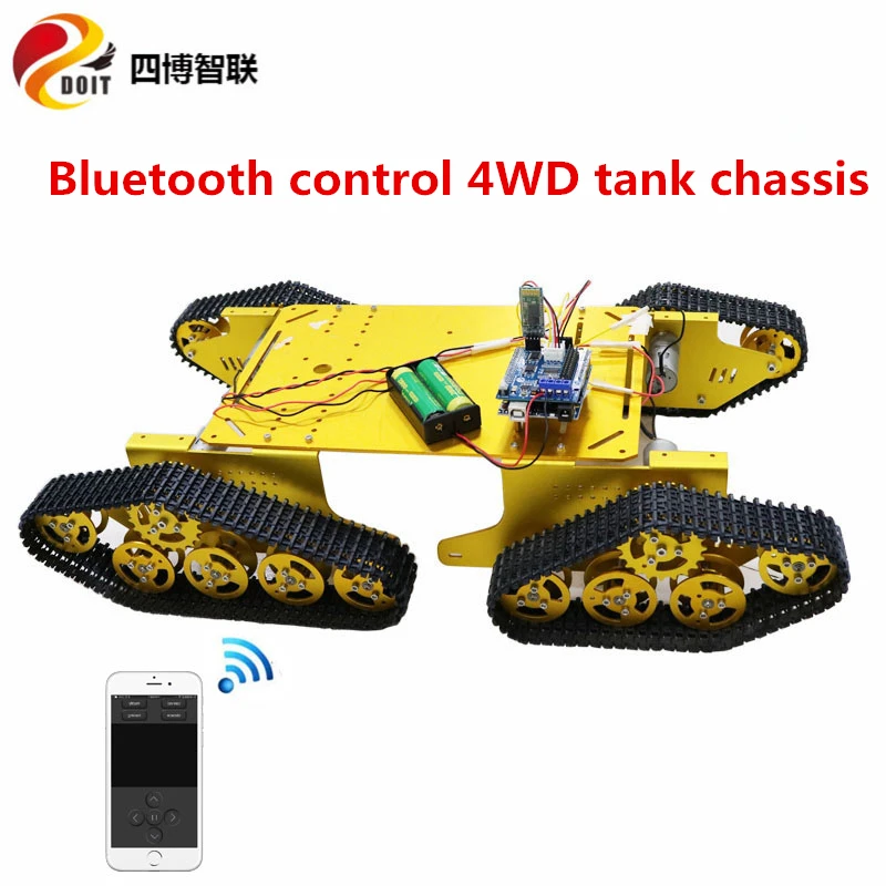 SZDOIT Wifi/Bluetooth/ручка беспроводной пульт дистанционного управления 4WD Металл T900 амортизирующий RC робот танк шасси комплект DIY для Arduino