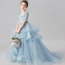 Vestidos de 15 anos, небесно-голубое бальное платье из тюля с кружевной аппликацией, вечернее платье г. Бальные платья для девочек