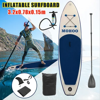

320x78x15cm Inflatable Stand Up Surfboard Surfing Board Water Sport Sup Board with Paddle Pump Foot Safety Rope Tool Kit