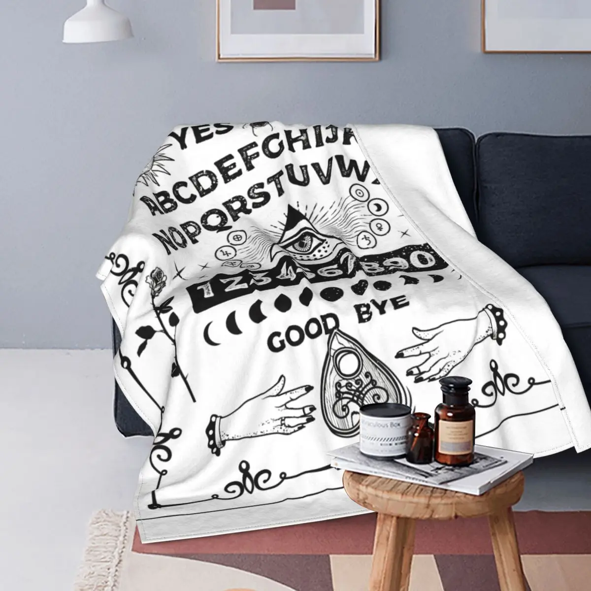 Ouija Board Occultism Halloween Blanket Cover Demon Eye Sun and Moon Mystical Flannel Throw Bed Soft Warm Bedspreads | Дом и сад