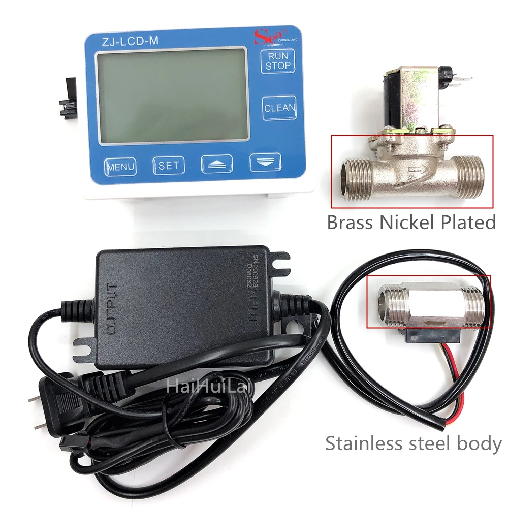 Quantitative controller ZJ-LCD-M meter+1/2"flow sensor+valve+Power supply for water liquid measurement