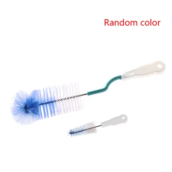 

2PCS/Set Random Color Baby Nipple Milk Bottle Cup Cleaner + Pacifier Nipple Brush Rotating Head Cleaning Brush