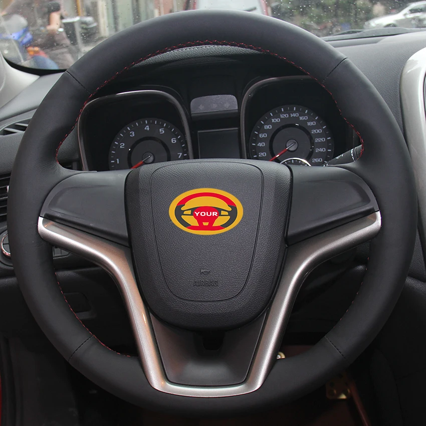 Черный натуральный кожаный чехол рулевого колеса автомобиля для Chevrolet Malibu 2011 2014