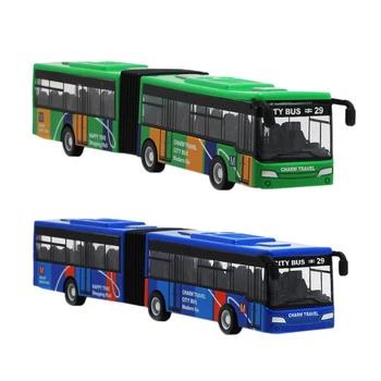

2 Pcs Children's Diecast Model Vehicle Shuttle Bus Car Toys Small Baby Pull Back Toys, Blue & Green
